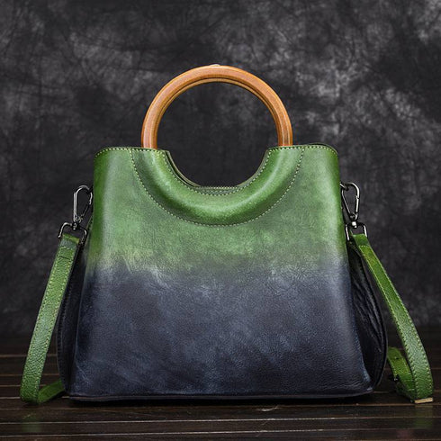 Leather Handbags Hand-Painted Suede Leather Retro